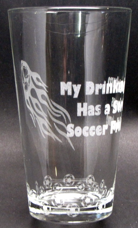 My Drinking Club Has A Major Soccer Problem - 360 Degree Engraved Beer Pint - 16 oz - Permanently Etched Around Glass - Fun & Unique Gift!ique Gift!
