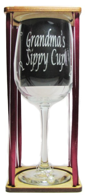Grandma's Sippy Cup 18.5oz. Stemmed Wine Glass with Charm and Presentation Packaging