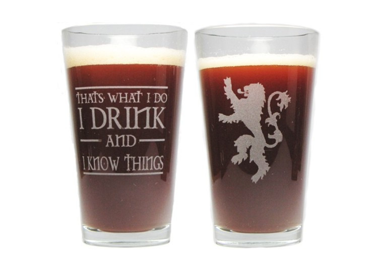Lannister, Stark, Targaryens and Baratheon Gift Set with Four 16 Oz. Pint Glasses / Beer Glasses