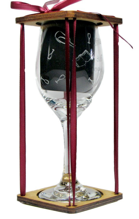 Education is Important - Wine is Importanter Stemmed Wine Glass with Charm and Presentation Packaging