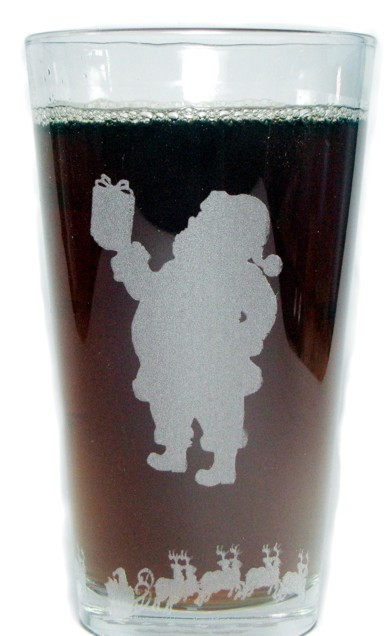 Santa "Drink 'Till You Believe" 360 Degree Laser Engraved 16 Oz. Pint Glass / Beer Glass