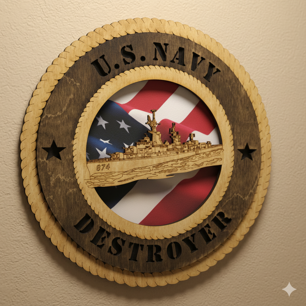 U.S. Navy Destroyer 12" Wooden Plaque