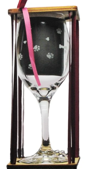 Dog Stemmed Wine Glass with Charm and Presentation Packaging