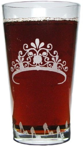 Princess with Crown Laser Engraved 16 Oz. Pint Glass / Beer Glass with Permanent Engraving