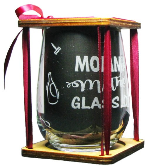 MOMMA NEEDS A MOTHER EFFIN' GLASS OF WINE 360 Degree Engraved Stemless Wine Glass