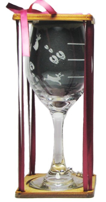Jackalope Drink 'Till You Believe Stemmed Wine Glass with Charm and Presentation Packaging