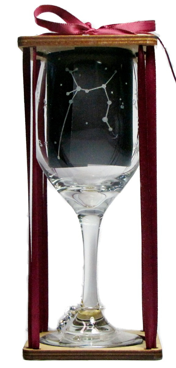 Sagittarius Astrological Sign Stemmed Wine Glass with Charm and Presentation Packaging