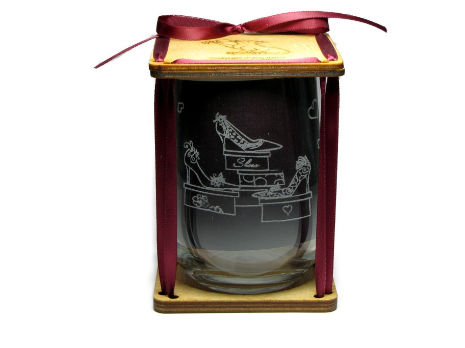Shoes and Hearts 360 Degree Engraved Stemless Wine Glass