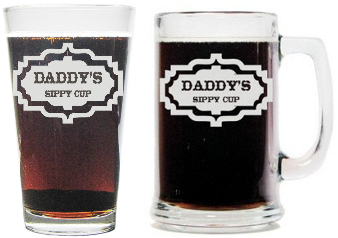Daddy's Sippy Cup Mug and Pint Gift Set with 15oz. Mug and 16oz. Pint Glass / Beer Glass