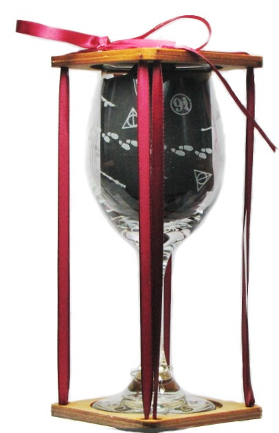 Mischief Managed Stemmed Wine Glass with Charm and Presentation Packaging