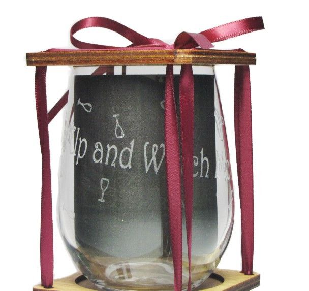 Wine Me Up and Watch Me Go! 360 Degree Engraved Stemless Wine Glass