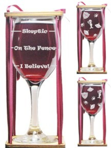 Alien UFO Drink 'Till You Believe Stemmed Wine Glass with Charm and Presentation Packaging