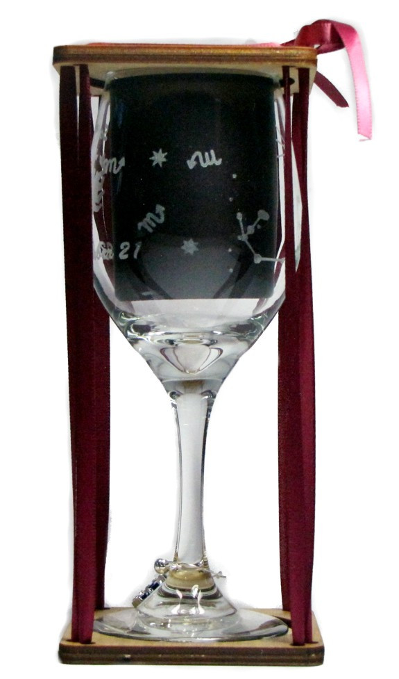 Scorpio Astrological Sign Stemmed Wine Glass with Charm and Presentation Packaging