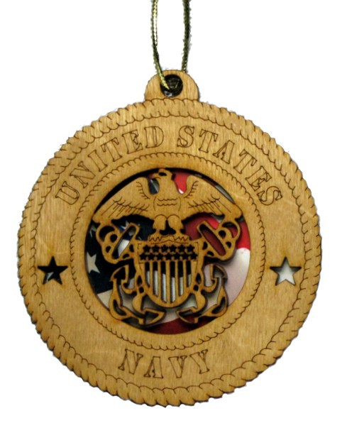 Navy Ornament with American Flag