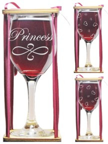 Princess Stemmed Wine Glass with Charm and Presentation Packaging