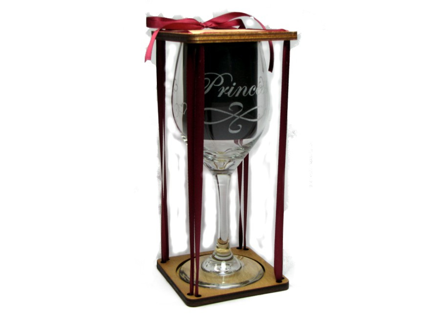 Princess Stemmed Wine Glass with Charm and Presentation Packaging