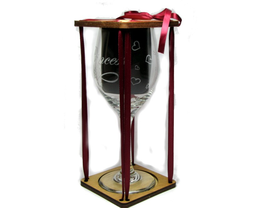 Princess Stemmed Wine Glass with Charm and Presentation Packaging