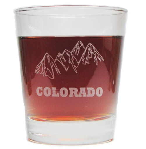 Colorado Mountains - Engraved Rocks Glass - 13 Oz - Permanently Etched