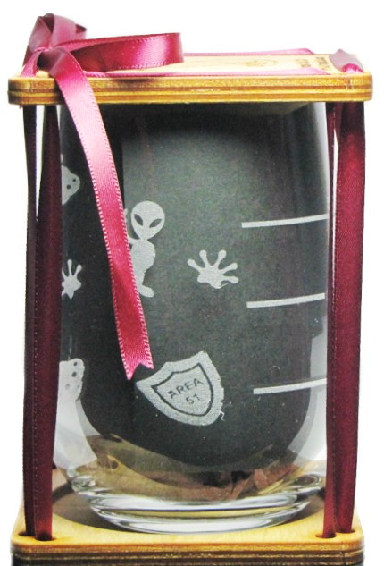 Alien Drink 'Till You Believe - Stemless Wine Glass - Permanently Etched 360 Degrees around Glass - Fun & Unique Gift!