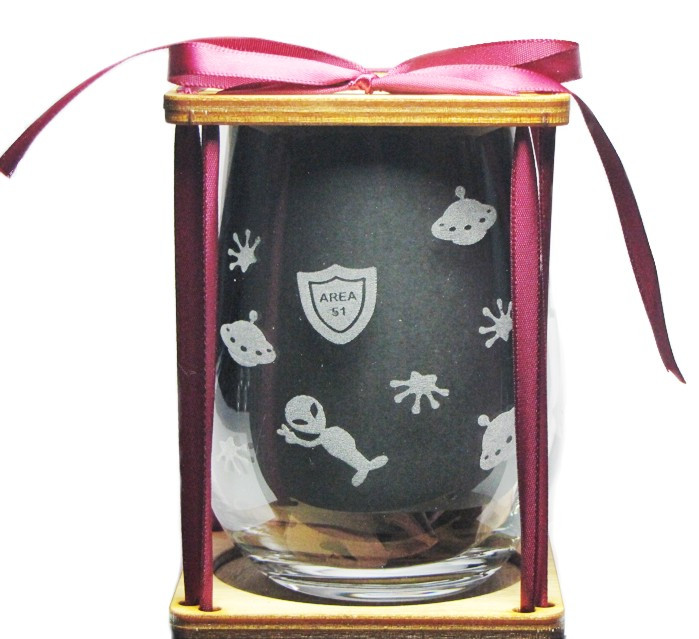 Alien Drink 'Till You Believe - Stemless Wine Glass - Permanently Etched 360 Degrees around Glass - Fun & Unique Gift!