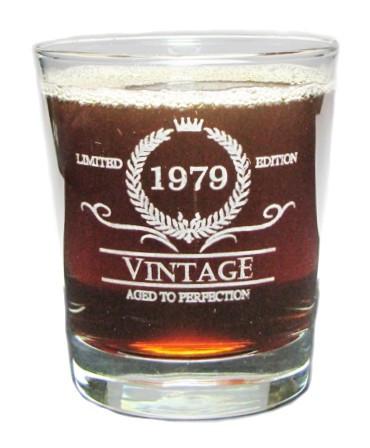 Vintage 1979 Special Edition Aged To Perfection - 40th Birthday - Engraved Hi-Ball Rocks Glass - 13 Oz - Permanently Etched - Fun & Unique Gift!