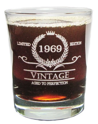 Vintage 1969 Special Edition Aged To Perfection - 50th Birthday - Engraved Hi-Ball Rocks Glass - 13 Oz - Permanently Etched - Fun & Unique Gift!
