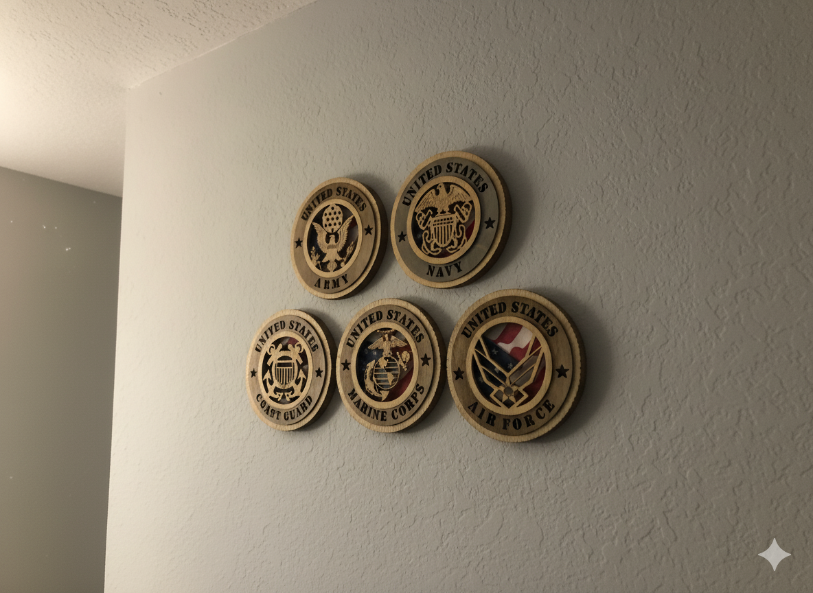 U.S. Military 5 Branch 6" Wooden Plaque Set