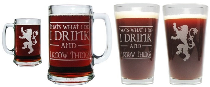 I Drink and I Know Things Gift Set with 15oz. Mug and 16oz. Pint Glass / Beer Glass
