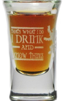 I Drink and I Know Things "Boilermaker" Gift Set with 16 Oz. Pint and 1 Oz. Shot Glass
