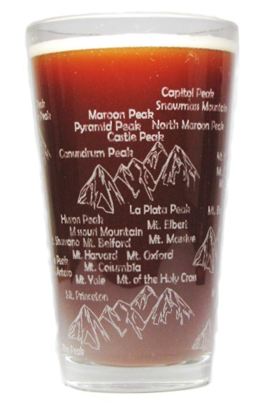 Colorado 14ers Fourteeners 16oz. 360 Degree Laser Engraved Pint Glass / Beer Glass
