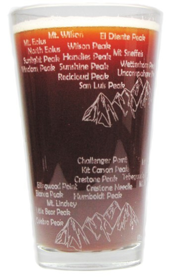 Colorado 14ers Fourteeners 16oz. 360 Degree Laser Engraved Pint Glass / Beer Glass