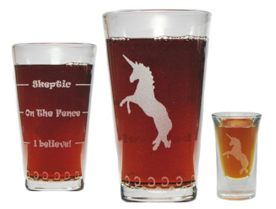 Unicorn "Drink 'Till You Believe" Boilermaker Gift Set with 16 Oz. Pint and 1 Oz Shot Glass