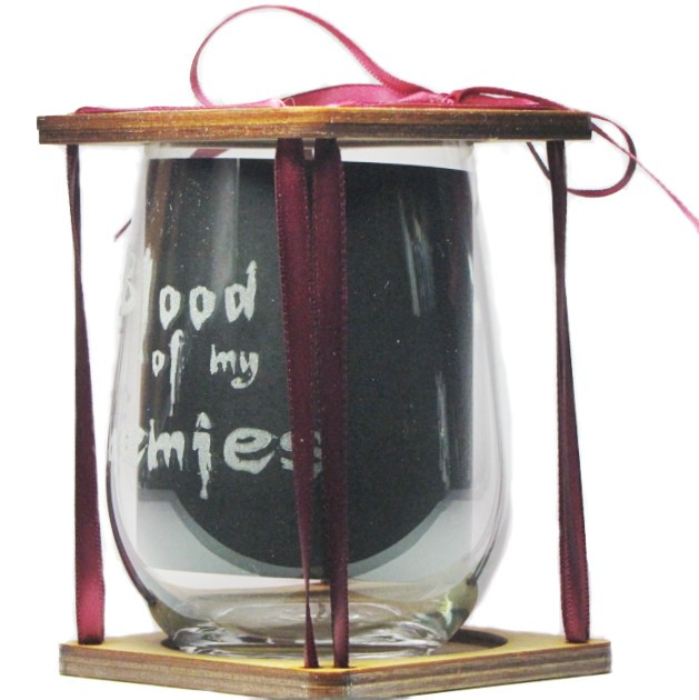 Blood of My Enemies Engraved Stemless Wine Glass