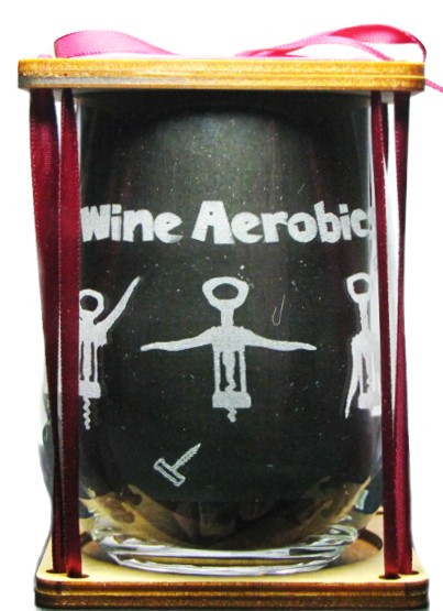 WINE AEROBICS 360 Degree Engraved Stemless Wine Glass