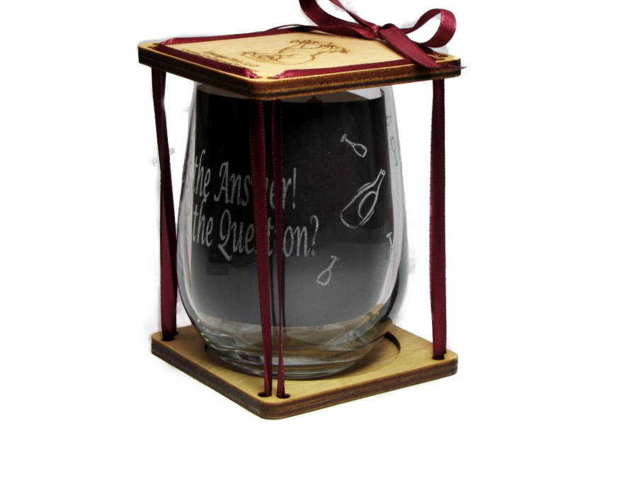 Wine Is The Answer! 360 Degree Engraved Stemless Wine Glass