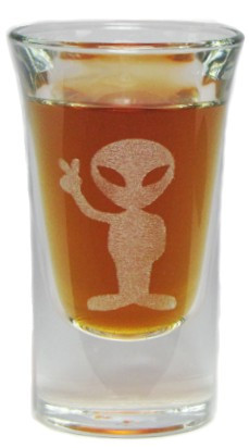Alien Beer Mug and Shot Glass Boilermaker Gift Set - 15oz Engraved Beer Mug with 1 oz Shot Glass-Permanently Etched - Fun & Unique Gift!