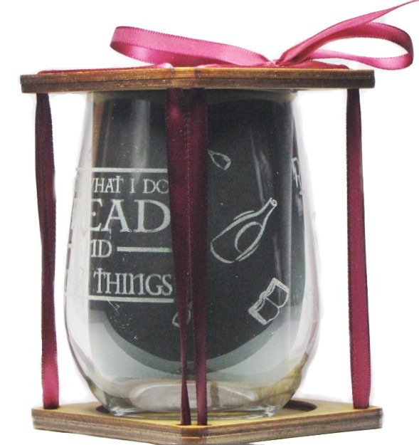 I Read and I Know Things 360 Degree Engraved Stemless Wine Glass