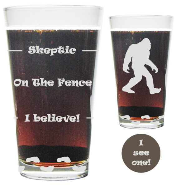 Bigfoot Sasquatch "Drink 'Till You Believe" 16oz. Laser Engraved Pint Glass / Beer Glass