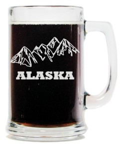Alaska Mountains and State Flag 15oz. Beer Mug with Handle