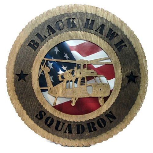 Blackhawk Helicopter Plaque with American Flag