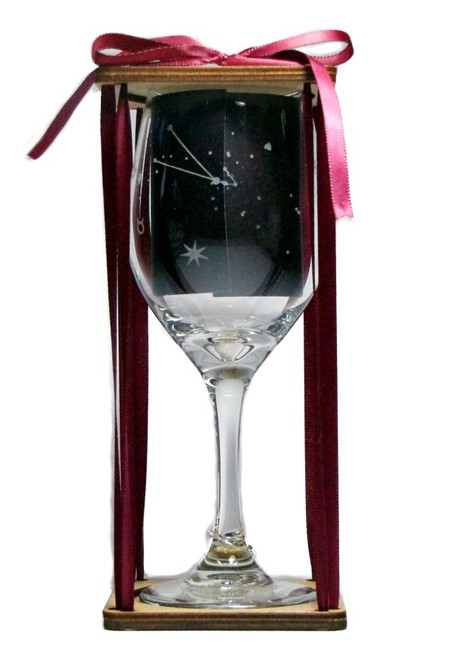 Taurus Astrological Sign Stemmed Wine Glass with Charm and Presentation Packaging