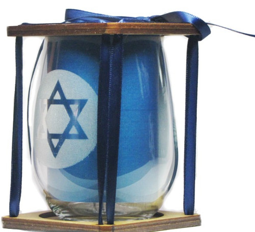 Star of David Engraved Stemless Wine Glass