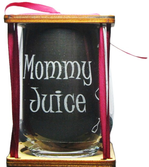 MOMMY JUICE 360 Degree Engraved Stemless Wine Glass