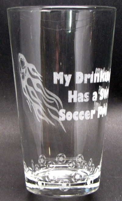 My Drinking Club Has A Major Soccer Problem - 360 Degree Engraved Beer Pint - 16 oz - Permanently Etched Around Glass - Fun & Unique Gift!ique Gift!