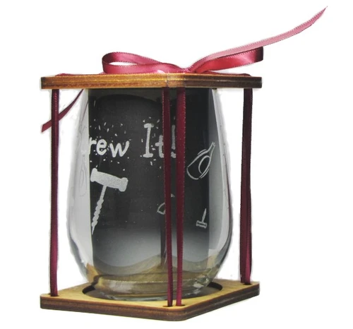 Screw It! 360 Degree Engraved Stemless Wine Glass