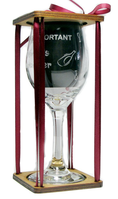 Education is Important - Wine is Importanter Stemmed Wine Glass with Charm and Presentation Packaging