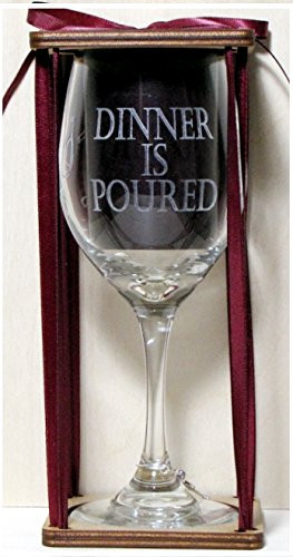 Dinner Is Poured 360 Stemmed Wine Glass with Charm and Presentation Packaging