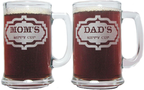 Mom's and Dad's Sippy Cups 15oz. Beer Mugs with Handle