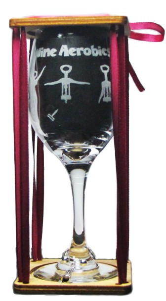 Wine Aerobics Stemmed Wine Glass with Charm and Presentation Packaging