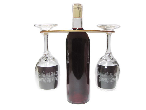 Wine Is The Answer! Wine Glasses with Bottle Topper Gift Set